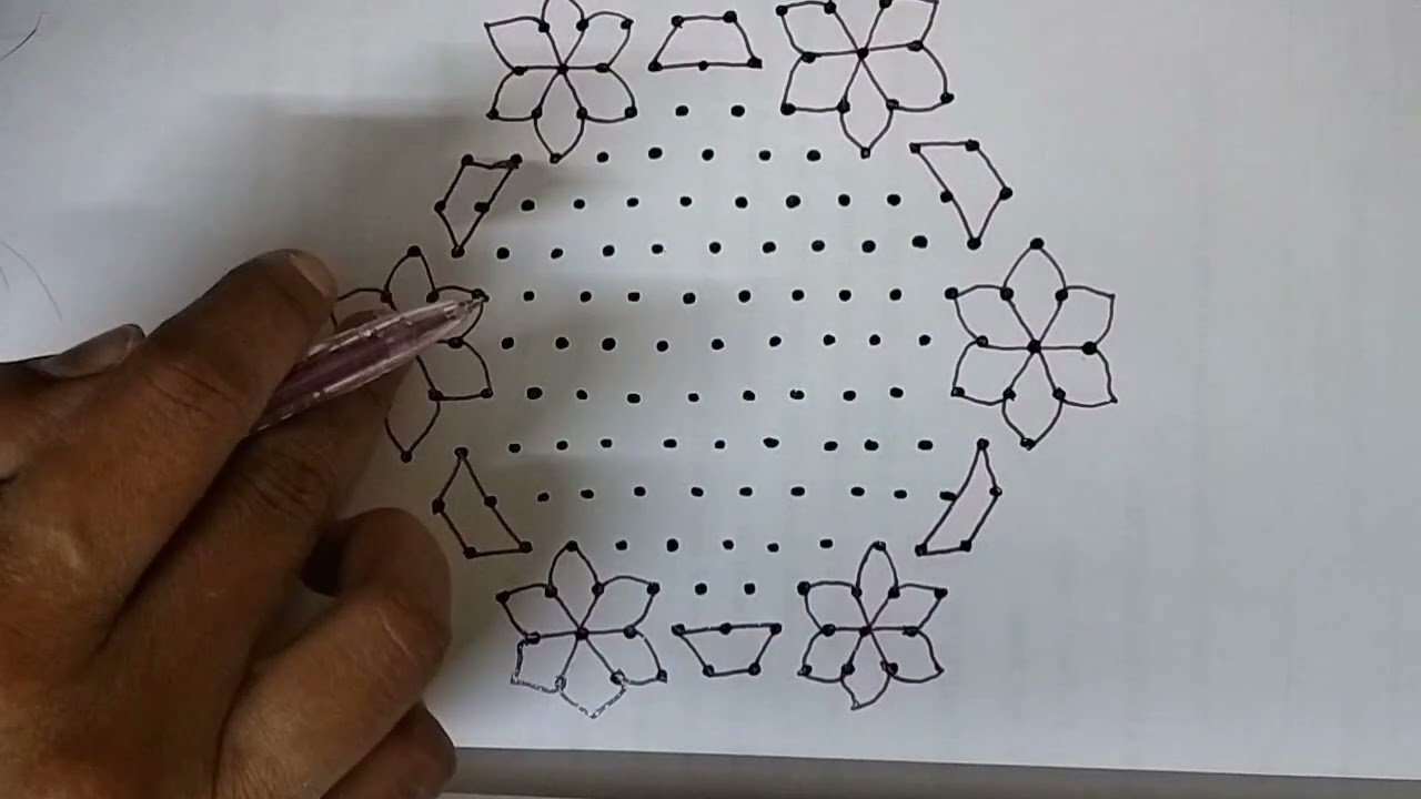 15*8 தினசரி எளிய கோலம் / Beginners Daily Kolam/simple kolam (magic kolam art)