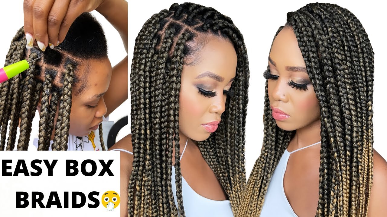 🔥SUPER EASY BOX BRAIDS/RUBBER BAND METHOD  /TENSION FREE / CROCHET METHOD Protective Styles / Tupo1