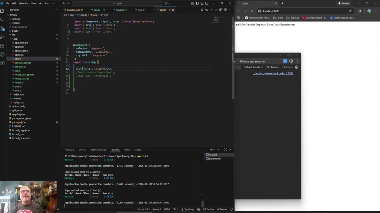 368 - ThreeJS and Angular Space And Time Application: ng0200 circular dependency