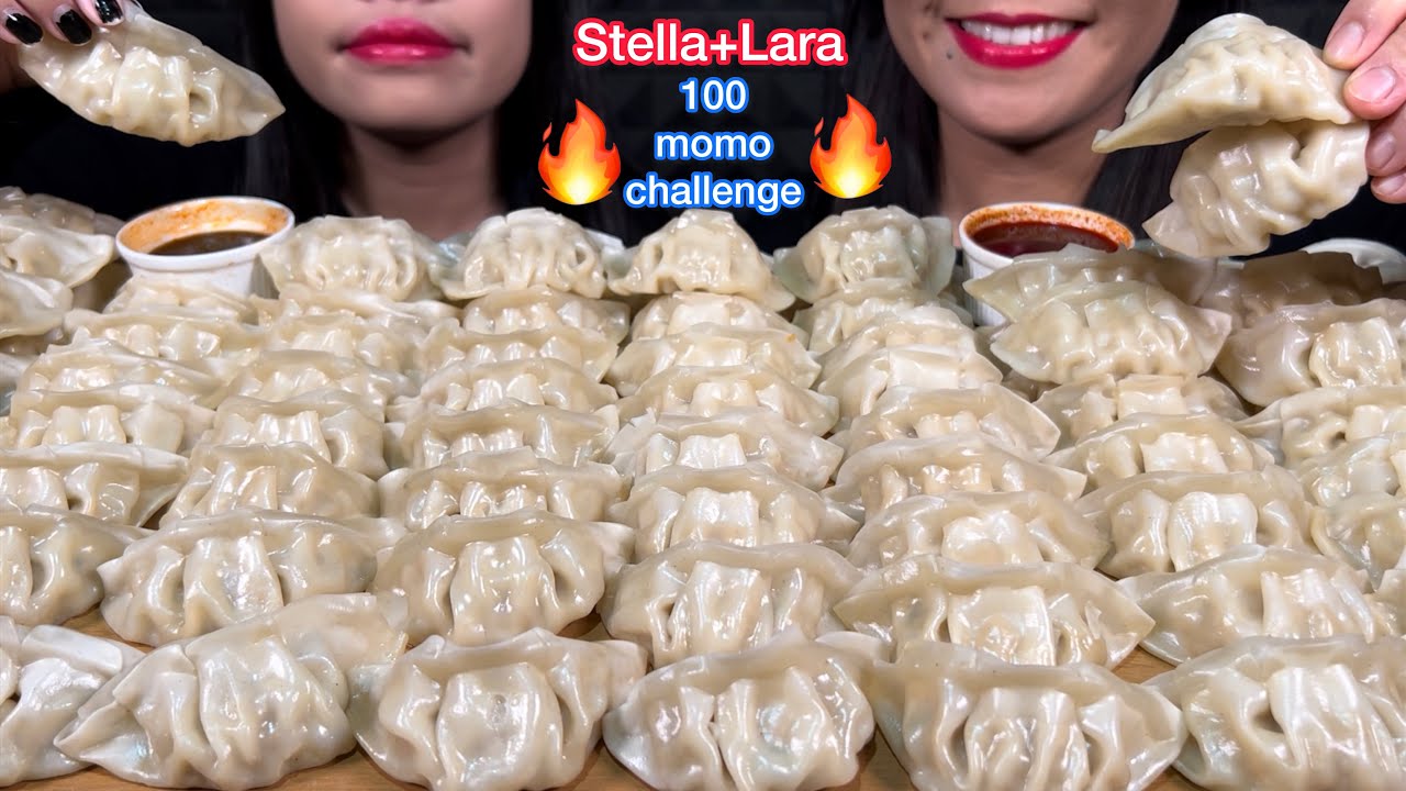 ASMR 100 CHICKEN MOMO : DUMPLINGS CHALLENGE WITH LARA MUKBANG Eating Sounds