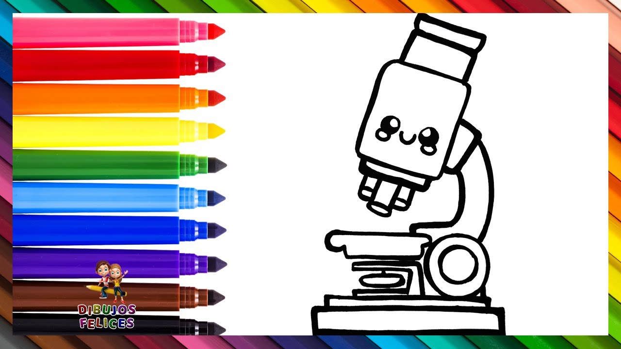 Dibuja y Colorea Un Lindo Microscopio 🔬🌈 Dibujos Para Niños
