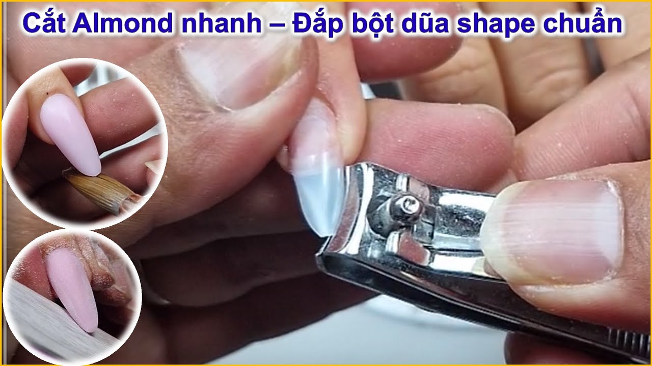 How to quickly cut Almond shape and apply shape powder for beginners | Diep Nguyen