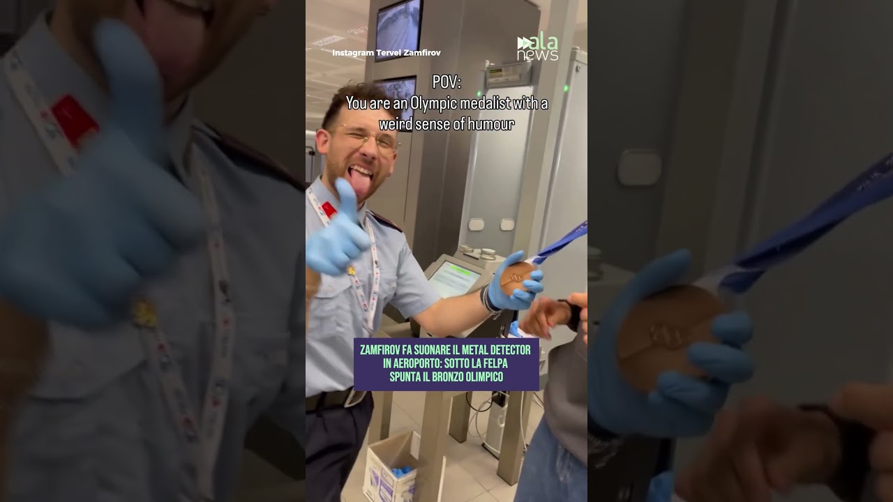 Zamfirov fa suonare il metal detector in aeroporto: sotto la felpa spunta il bronzo olimpico #shorts