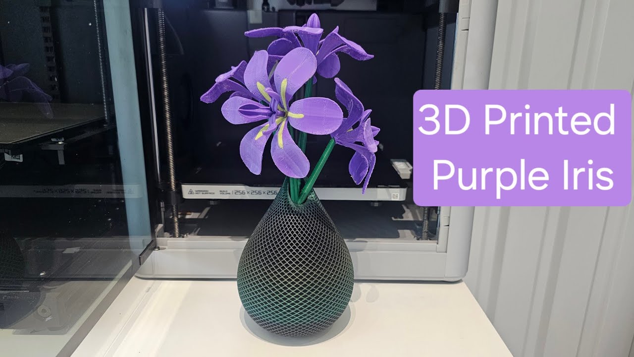 Multi-Color Purple Iris Flower - Completely 3D Printed