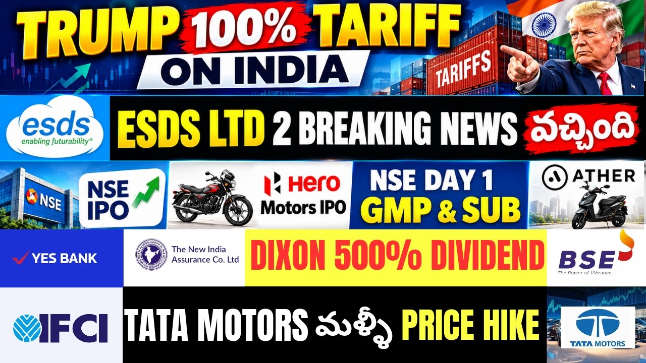 100% TARRIF On India 😱 ESDS &bull; Yes Bank &bull; BSE &bull; Ather Energy &bull; IFCI &bull; Dixon &bull; Tata Motors &bull; NSE IPO
