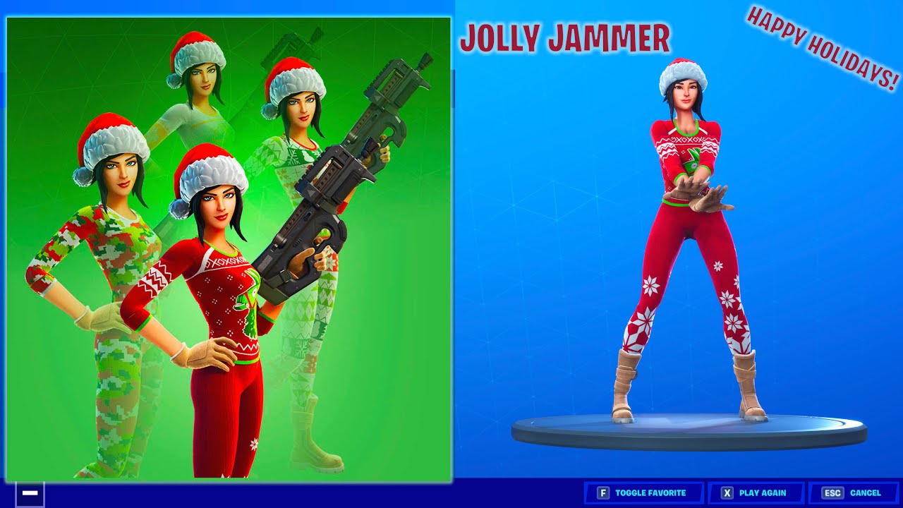 FORTNITE *JOLLY JAMMER* SKIN SHOWCASE (BACKBLINGS AND EMOTES)