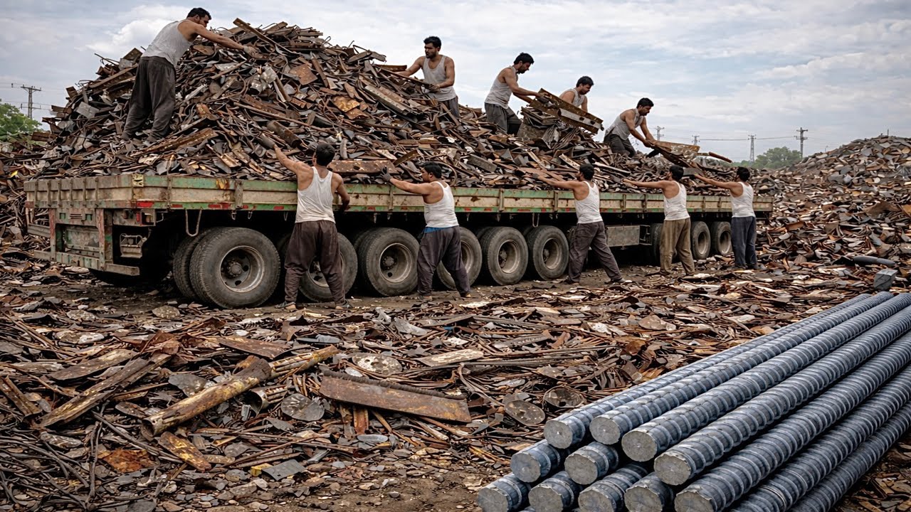 Iron Rod Manufacturing Dangerous Process of Rusty Iron Scrap || Iron Recycling Plant