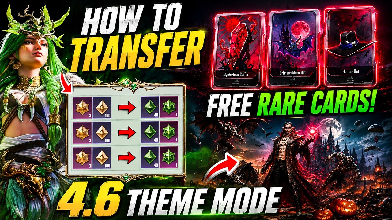 HOW TO TRANSFER X SUIT MATERIAL IN BGMI / 4.6 UPDATE NEXT THEME MODE / FREE RARE CARDS