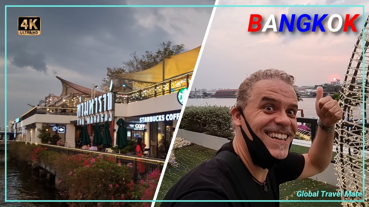 Bangkok Sunset @ Tha Maharaj Riverside Mall near Grand Palace 🇹🇭 Thailand [4K]