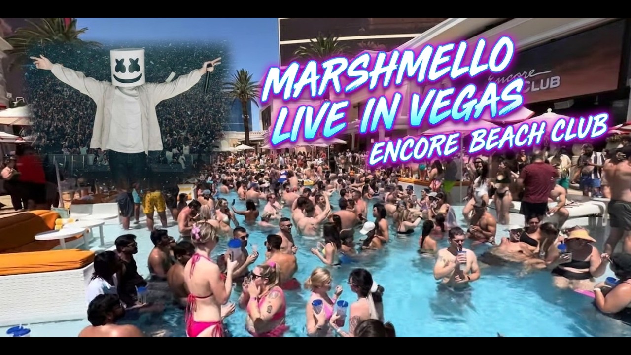 Marshmello Encore Beach Club walk-through 2023 June 17th 4k Las Vegas