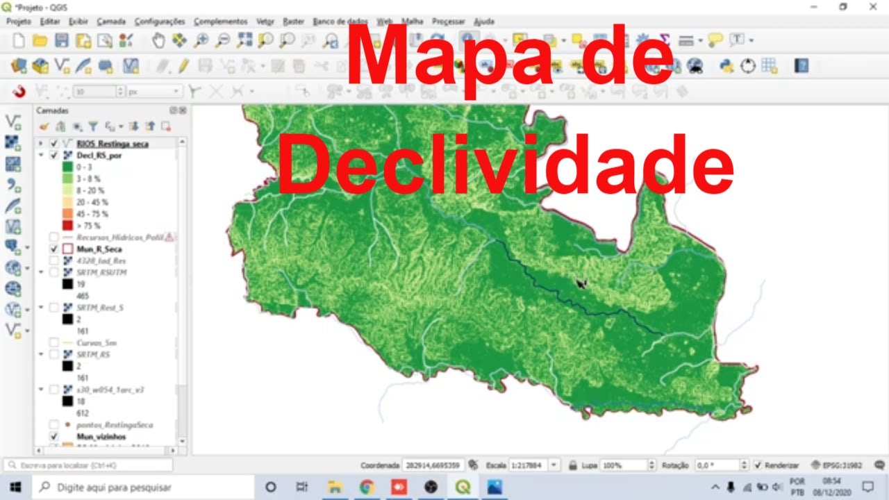 Mapa de declividade com imagem SRTM no QGIS