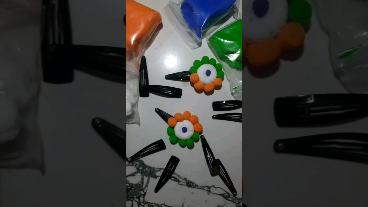 maa tujha salaam 🇮🇳 Indian flag painting on hair clip with clay 