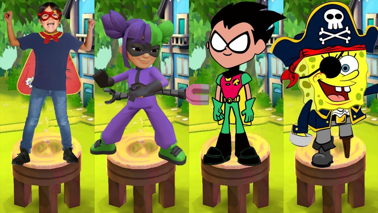 Tag with Ryan vs Subway Surfers Subway City vs Spongebob: Sponge on the Run vs Teen Titan Robin Run