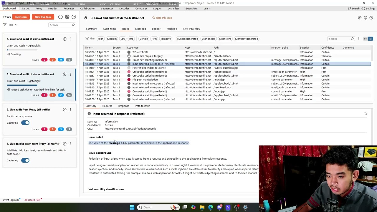 Burp Suite Scanner and Report Generation.