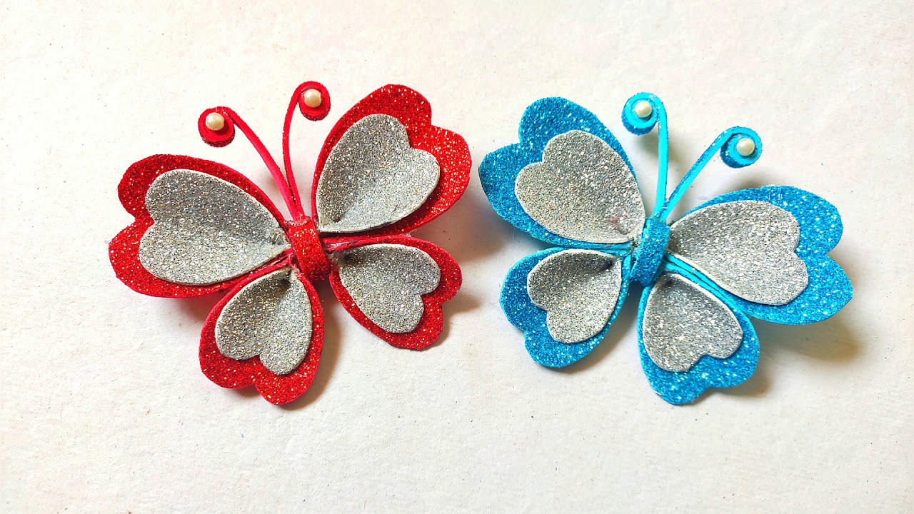 DIY Crafts : How To Make Paper Butterfly (very Easy ) | Glitter Foam Sheet Butterflys | Crafty Sneha