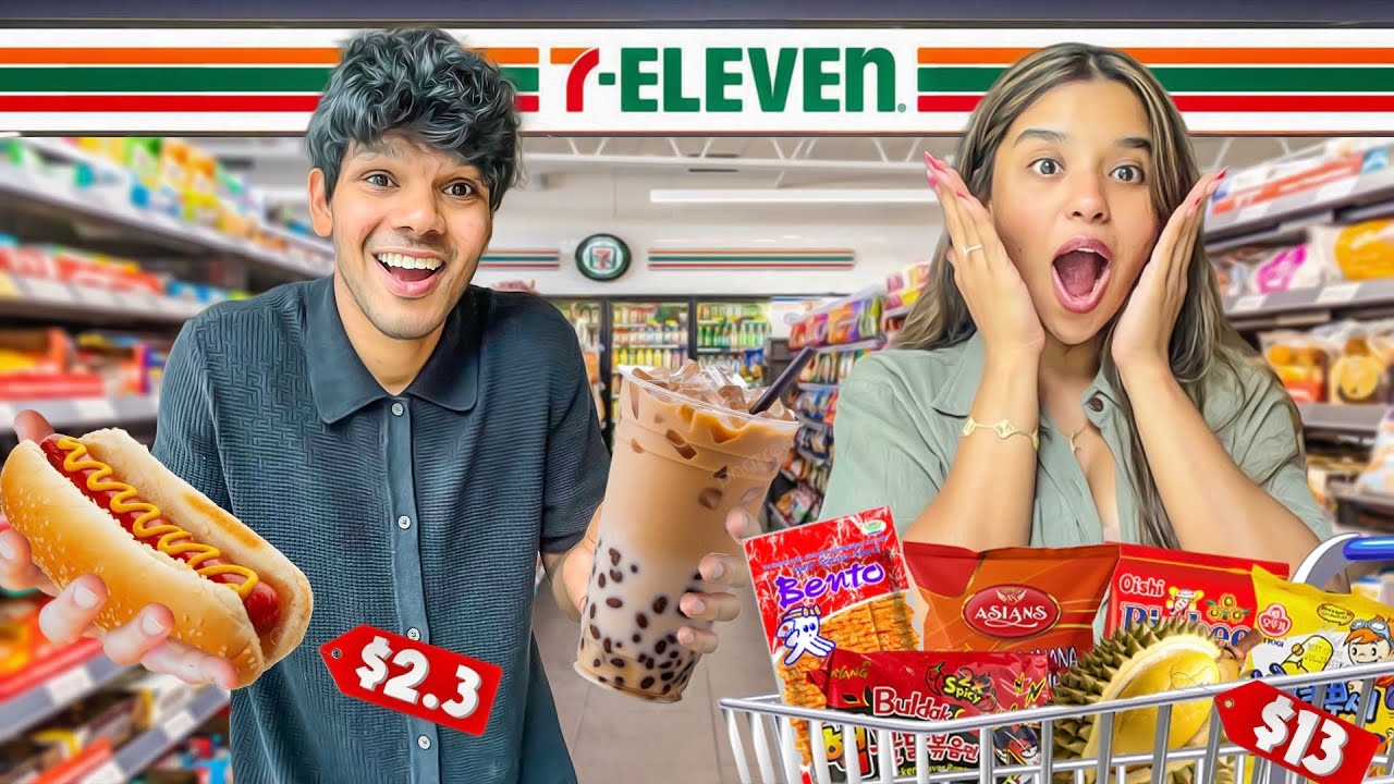Eating 7-Eleven Food In Thailand | 24 Hour Challenge | Yash and Hass