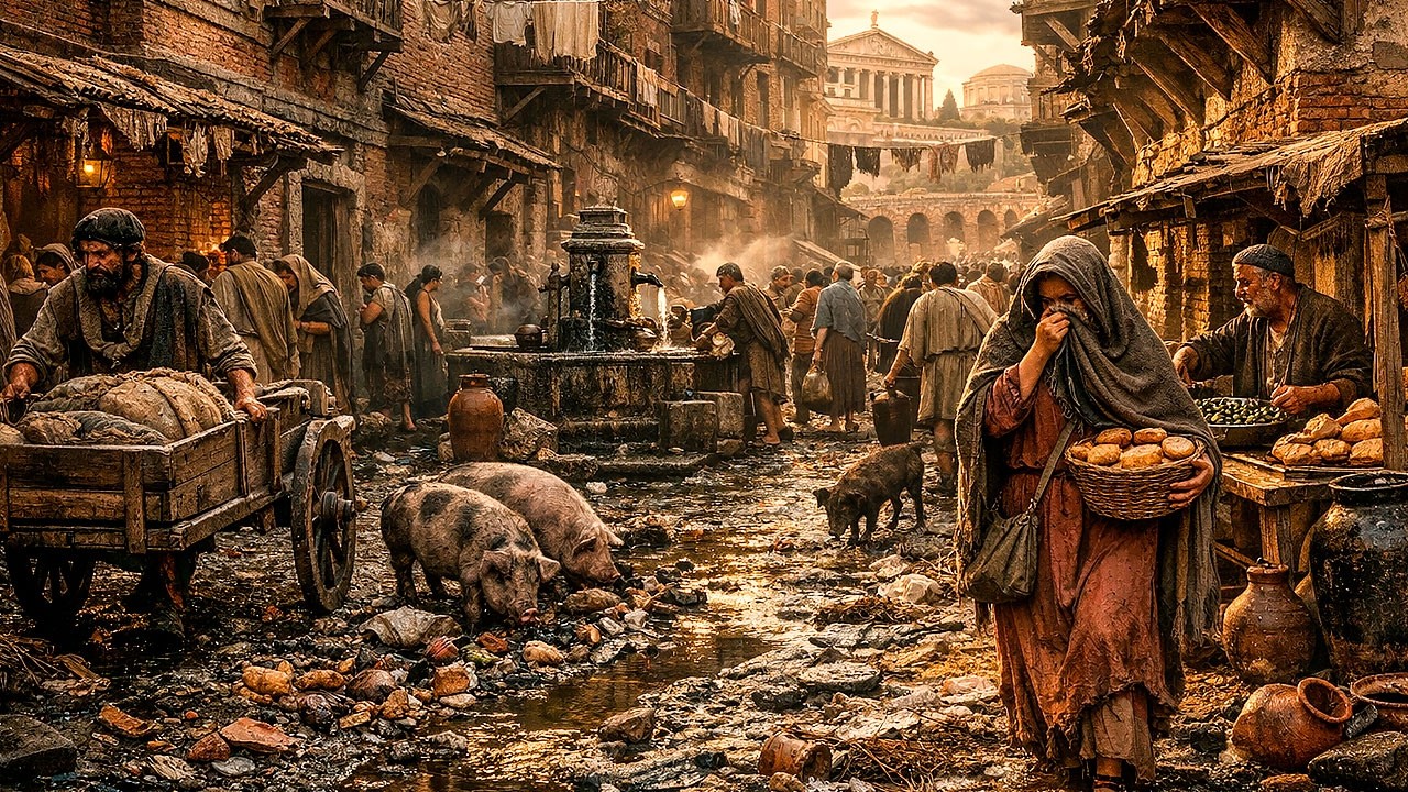 110 d.C.: Ruas cheias de lixo e odores insuportáveis — A suja realidade de Roma.