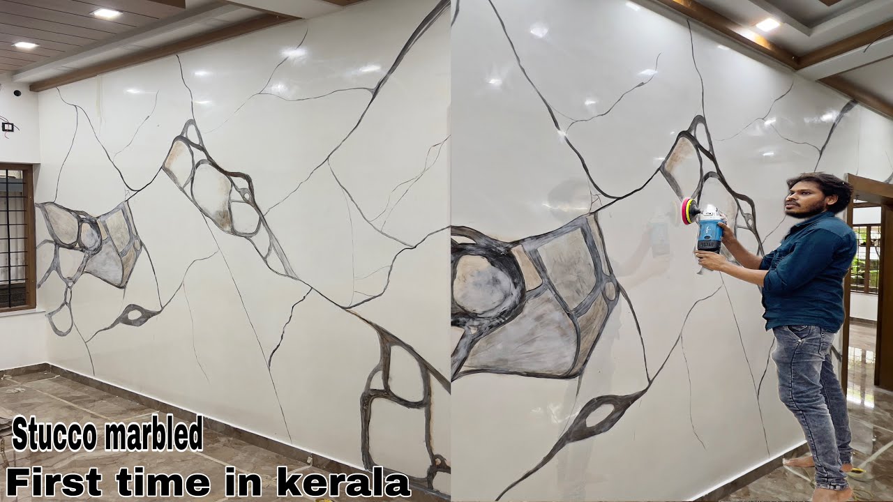 New marble design making||venetian stucco||easy trovel application step by step||malayalam