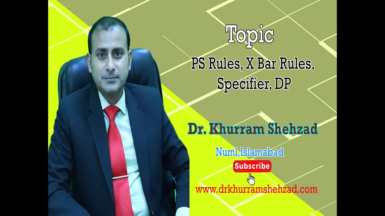 PS Rules, X Bar Rules, Specifier, DP, Sub-Categorization Rules, Projection of the Phrase