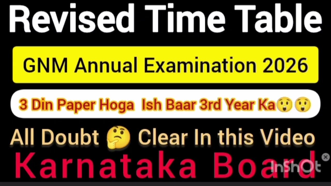 Revised Time Table for Gnm Annual Exam 2026