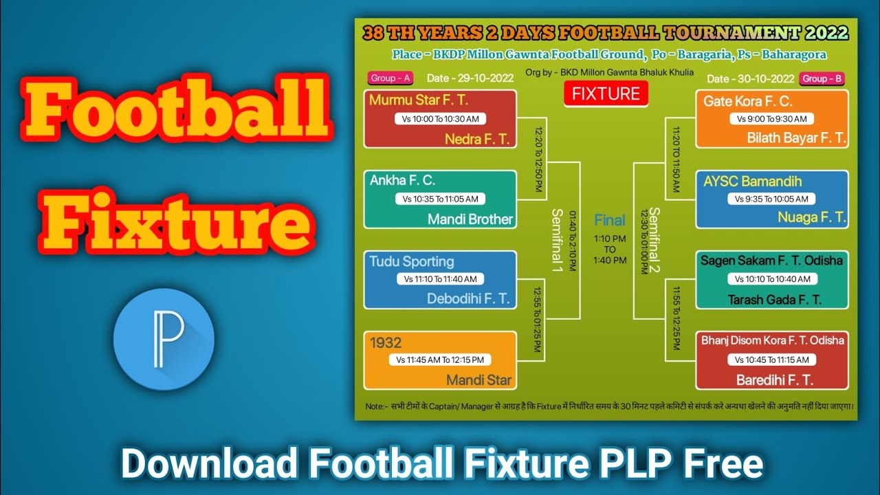 Football fixture kaise banaye || How to make football fixtures || Pixellab se poster kaise banaye ||