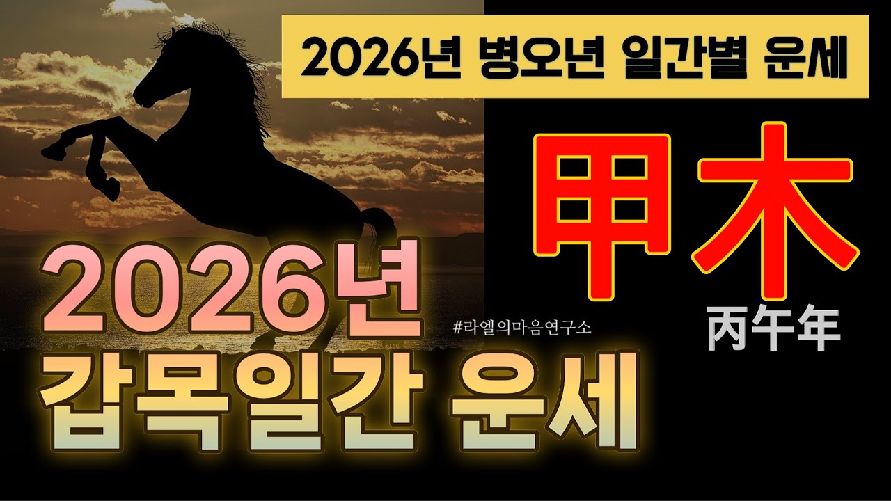 [甲木,2026년 운세] 병오년 갑목 일간 운세, #병오년운세 #갑인일주갑 #갑진일주 #갑오일주 #갑신일주 #갑술일주 #갑자일주 #2026운세 #운세 #라엘의마음연구소