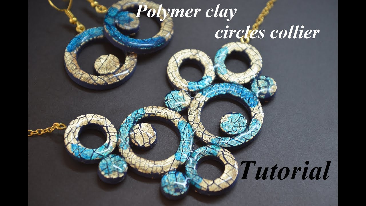 polymer clay tutorial circle collier Fimo колье из полимерной глины с поталью
