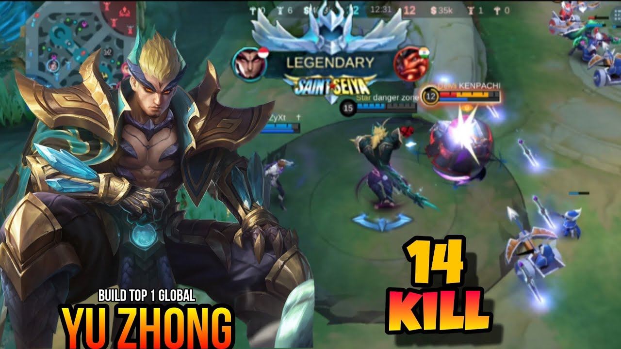 14 Kills!! Legendary Yu Zhong 100% Show No Mercy!! - Build Top 1 Global Yu Zhong~ MLBB