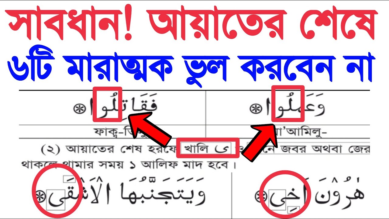 ৬টি ওয়াক্বফ ধরার নিয়ম শিখুন | আয়াতের শেষে ৬টি থামার নিয়ম খুব সহজেই শিখুন