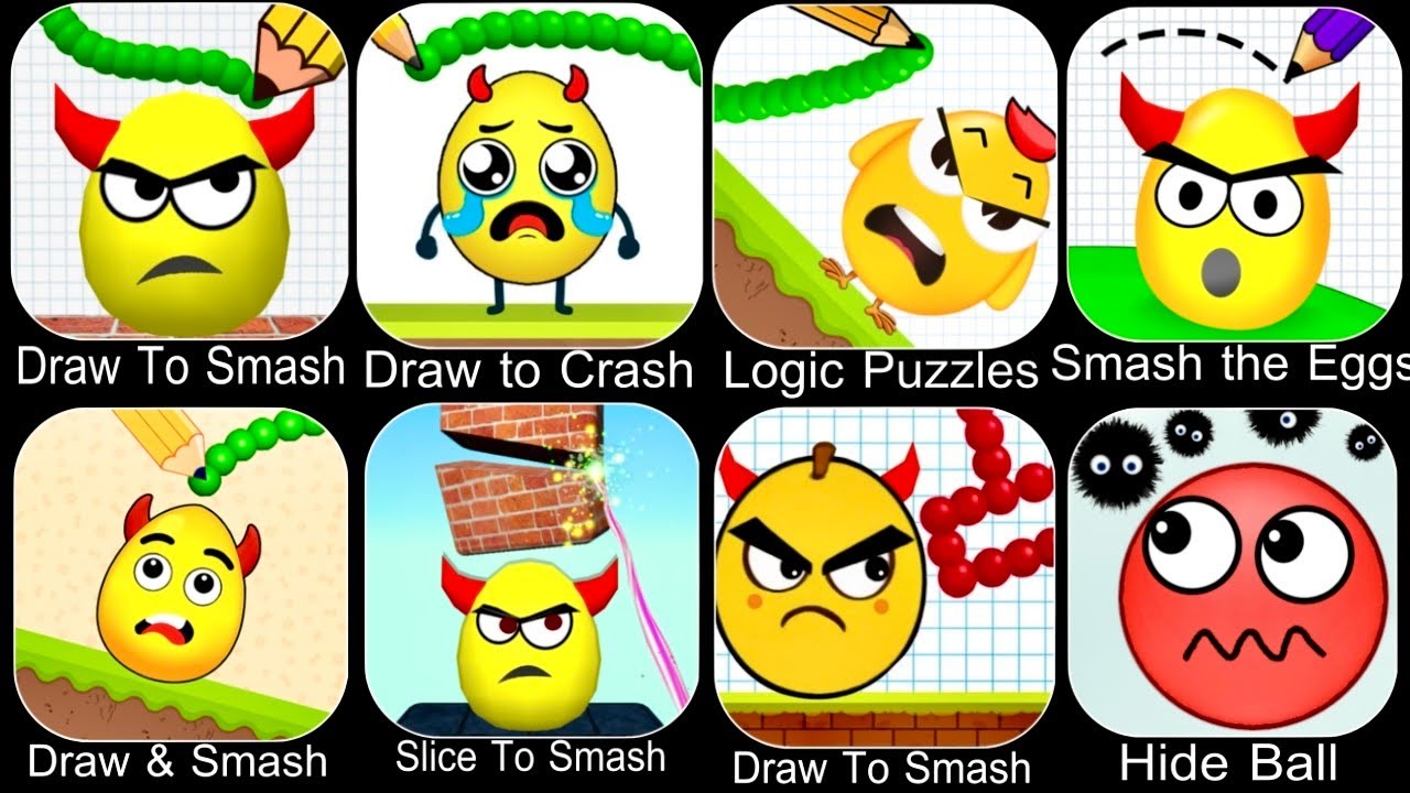 Draw to Smash Gameplay,Draw To Smash,Hide Ball,Logic Puzzles,Draw to Crash,Smash the Eggs,Android