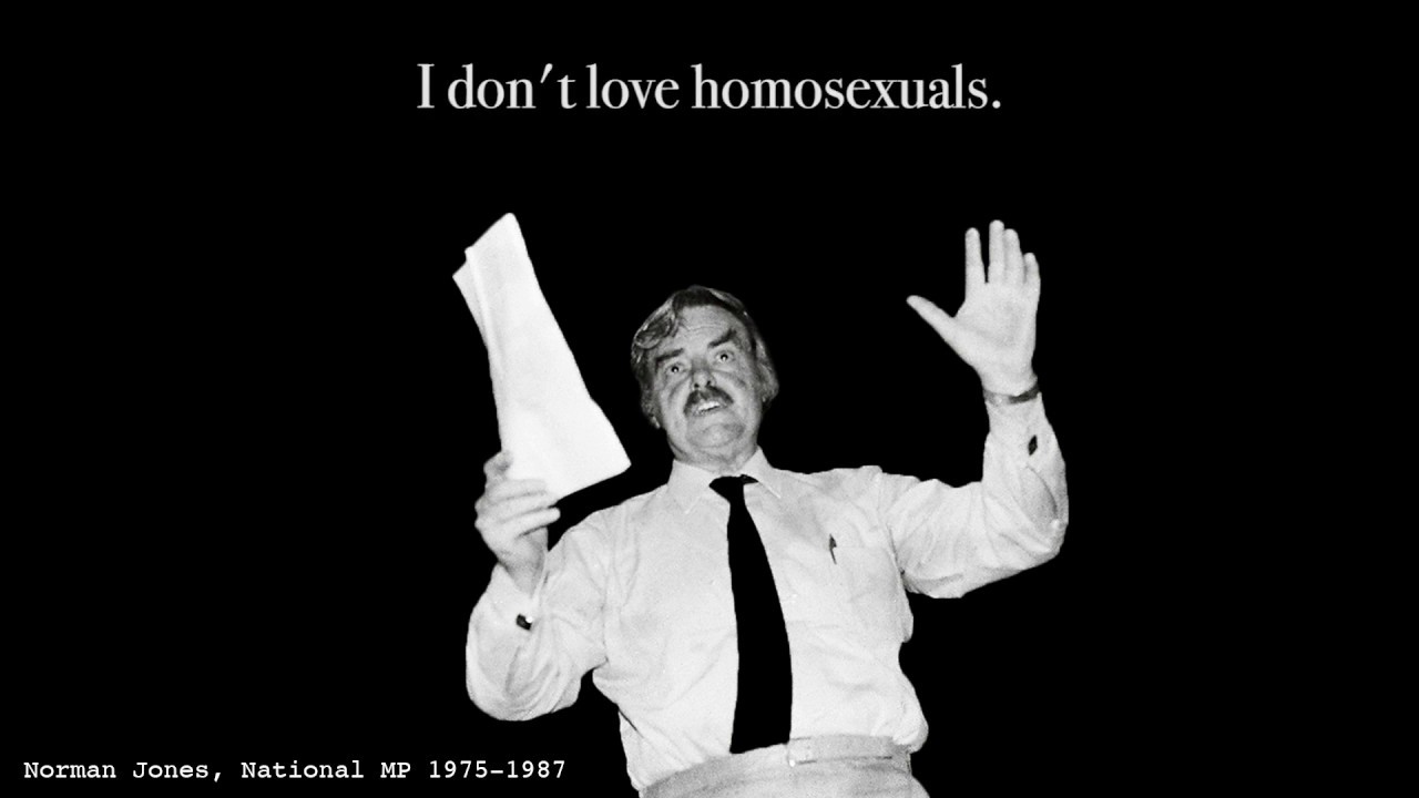 Norman Jones protesting Homosexual law reform