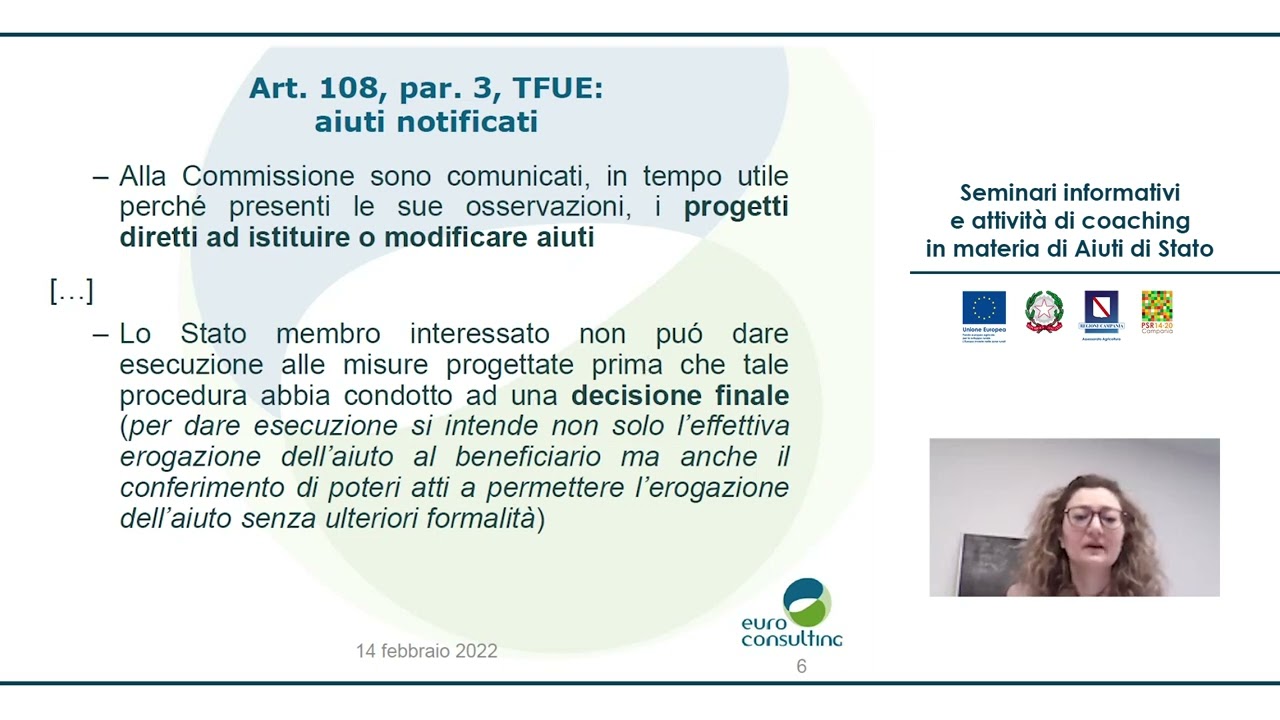 Aiuti di Stato, definizione. Seminario informativo del 14 febbraio