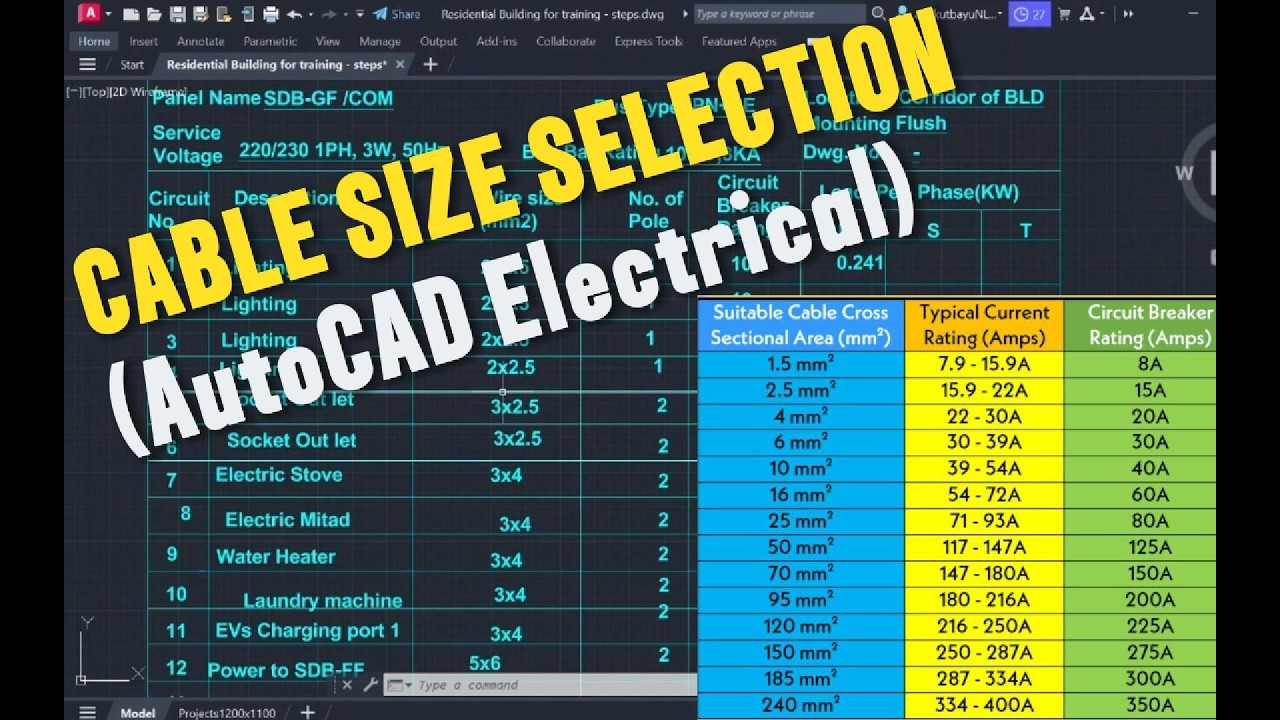 How to Select Cable Size in AutoCAD Electrical | Step-by-Step Tutorial
