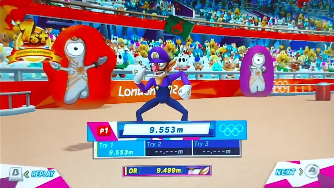 9.553m (PB) Athletics Field Long Jump (Waluigi) Mario & Sonic at the London 2012 Olympic Games