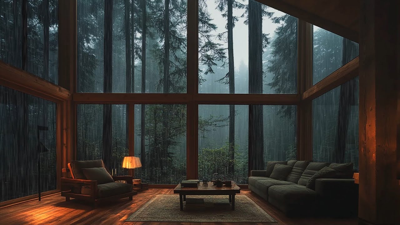 Rain & Thunder Sounds on the Forest Cabin | Heavy Rain for Sleep, Study and Relaxation