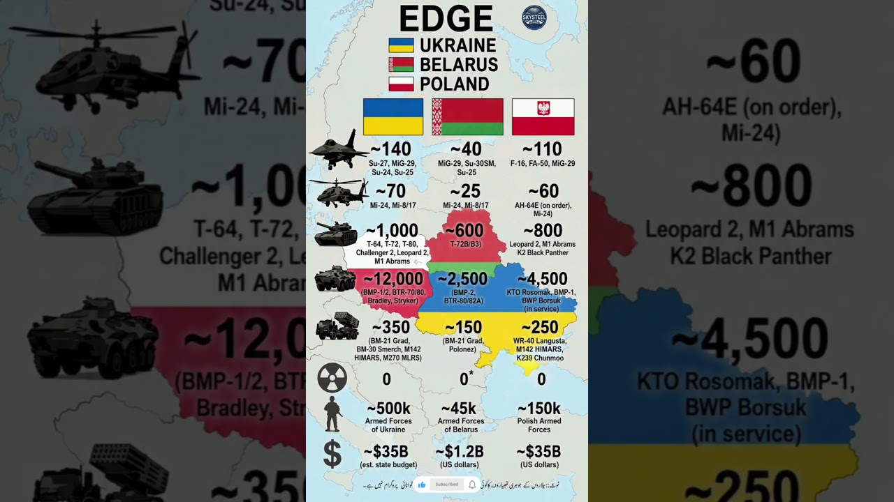 ​🇺🇦 Ukraine vs 🇧🇾 Belarus vs 🇵🇱 Poland: Military Power Comparison 2026