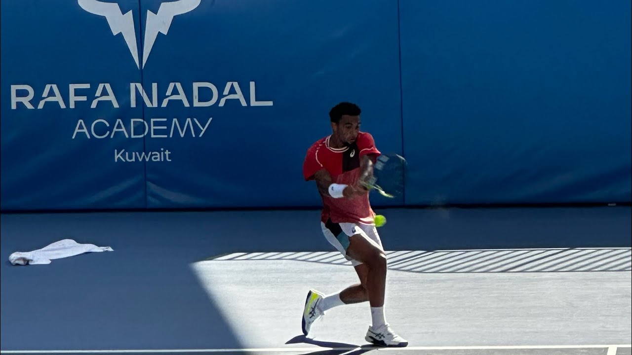Arthur Fils training in Rafa Nadal Academy Kuwait December 2023 🎾 🇰🇼