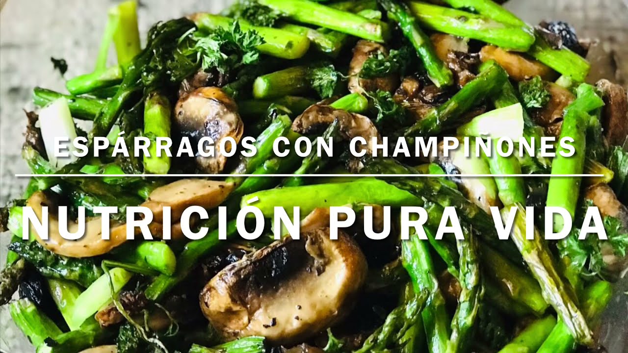 Espárragos con champiñones en el Air Fryer