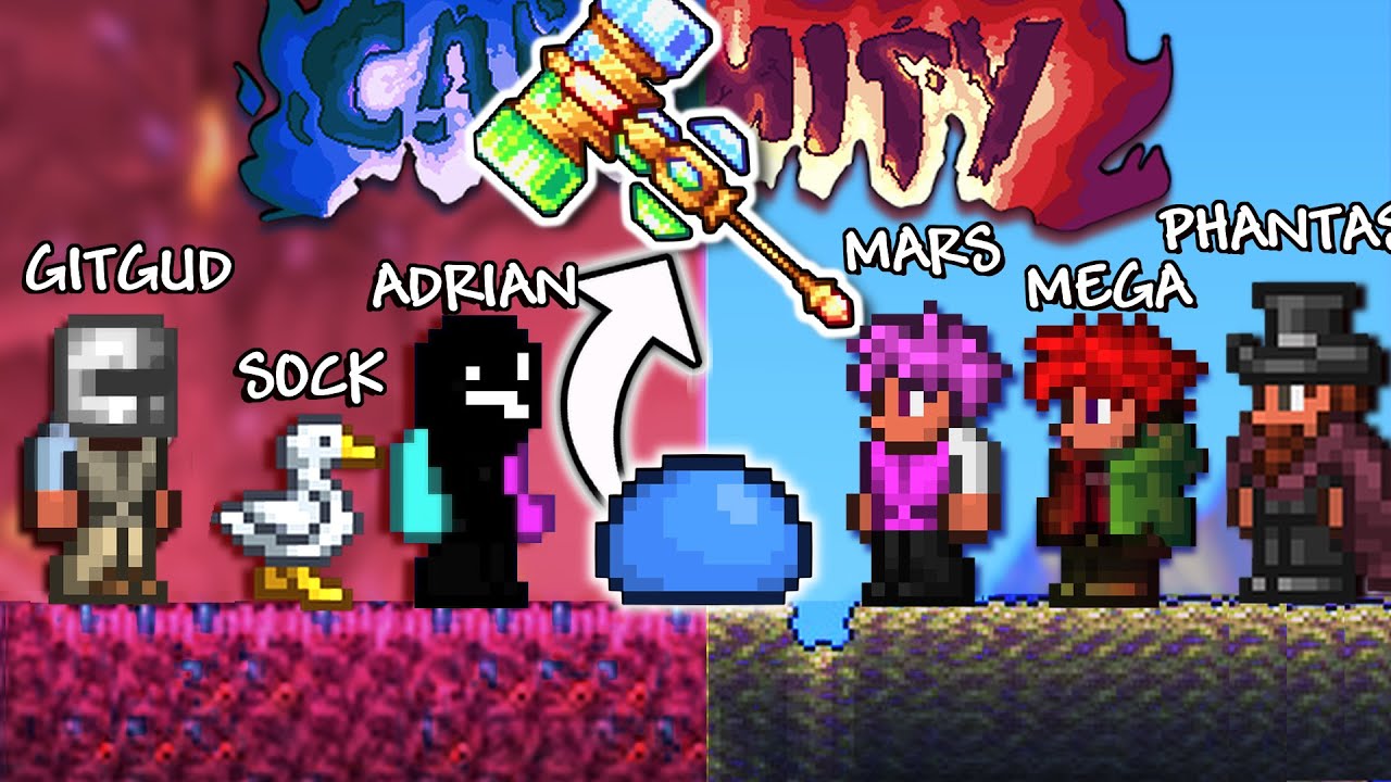 Terraria Calamity 3v3 Race, But Enemies Drop Random Items...