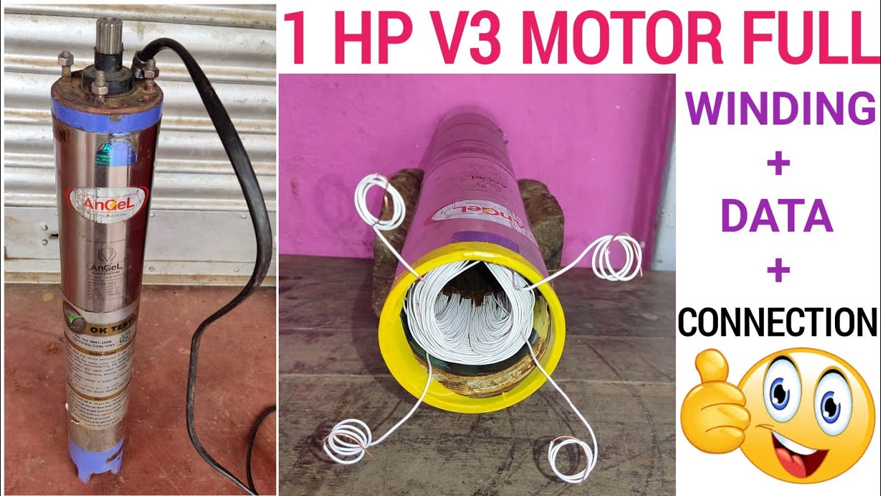 v3 submersible motor winding in Hindi/24 slots,1Hp single phase motor winding data and connection