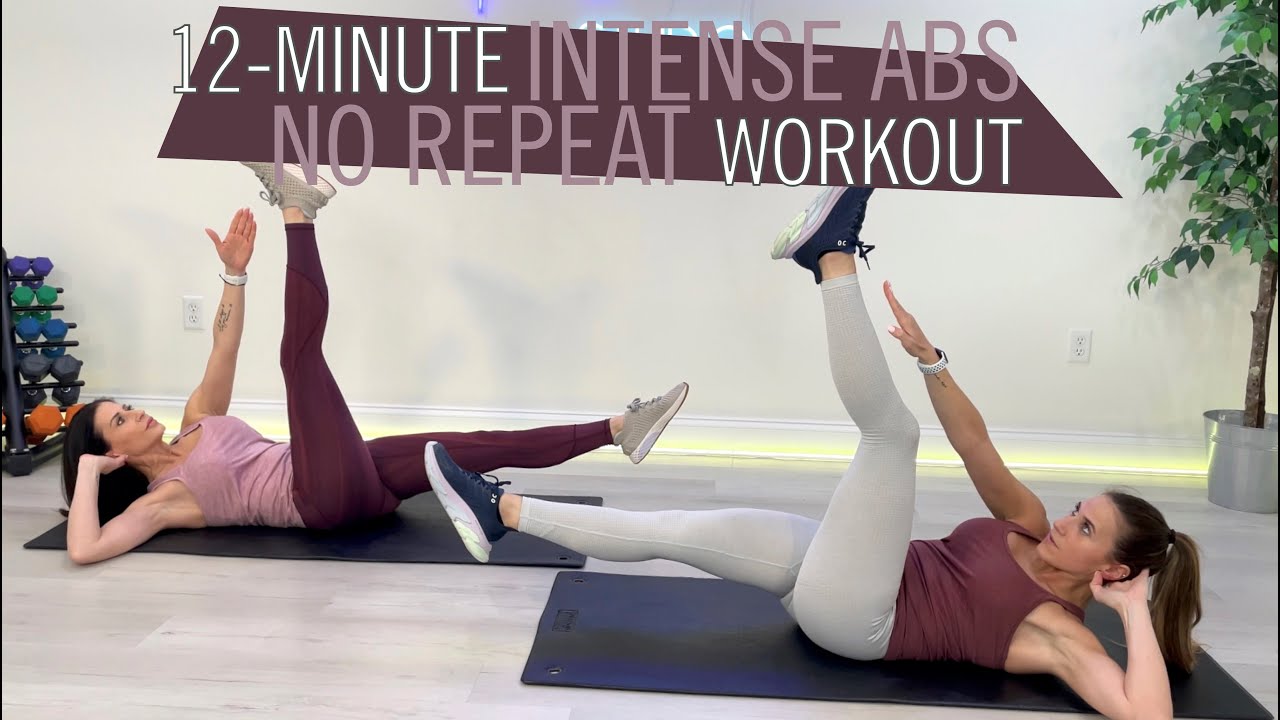 12-MINUTE INTENSE ABS / MODIFICATIONS INCLUDED / NO REPEAT WORKOUT / TIMER WITH BELL