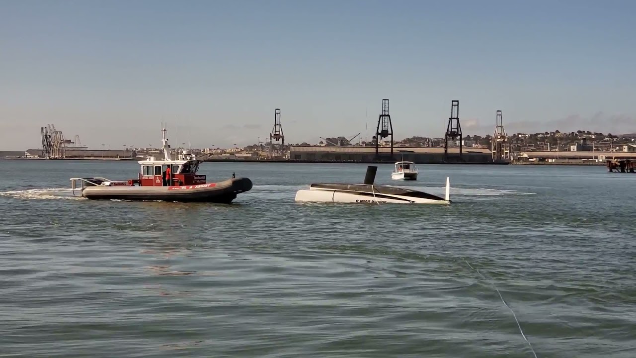 Righting capsized trimaran