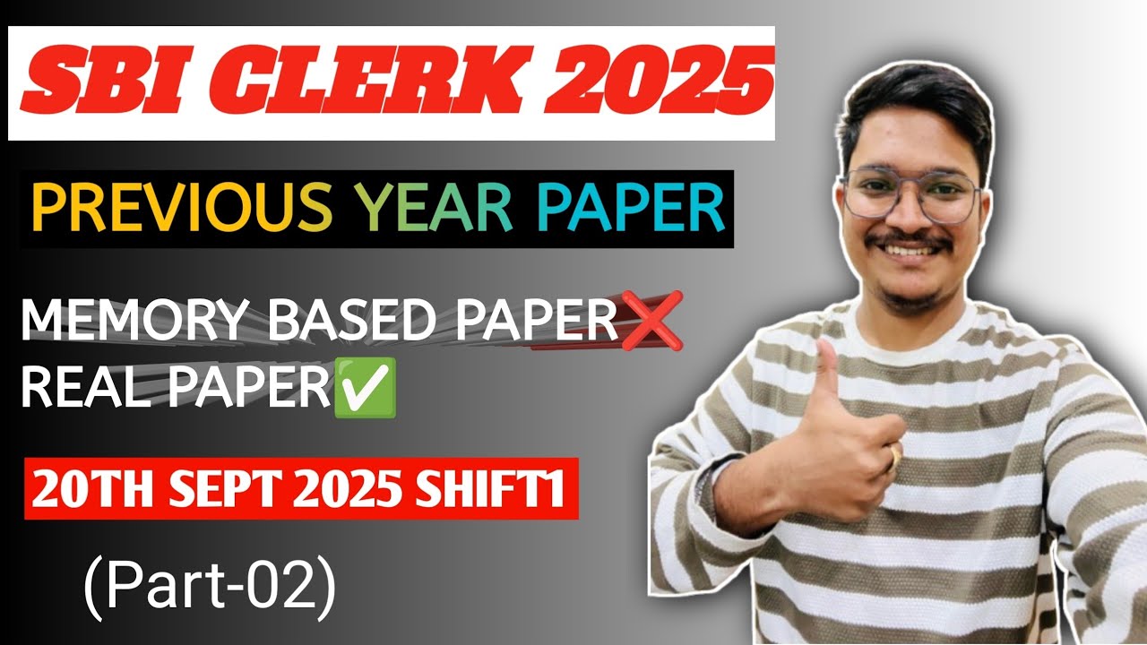 SBI Clerk Previous Year Paper | QUANTS| Held on 20th September 2025 |