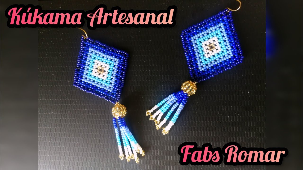 aretes de chaquira  rombo azul 💙❤️💙❤️