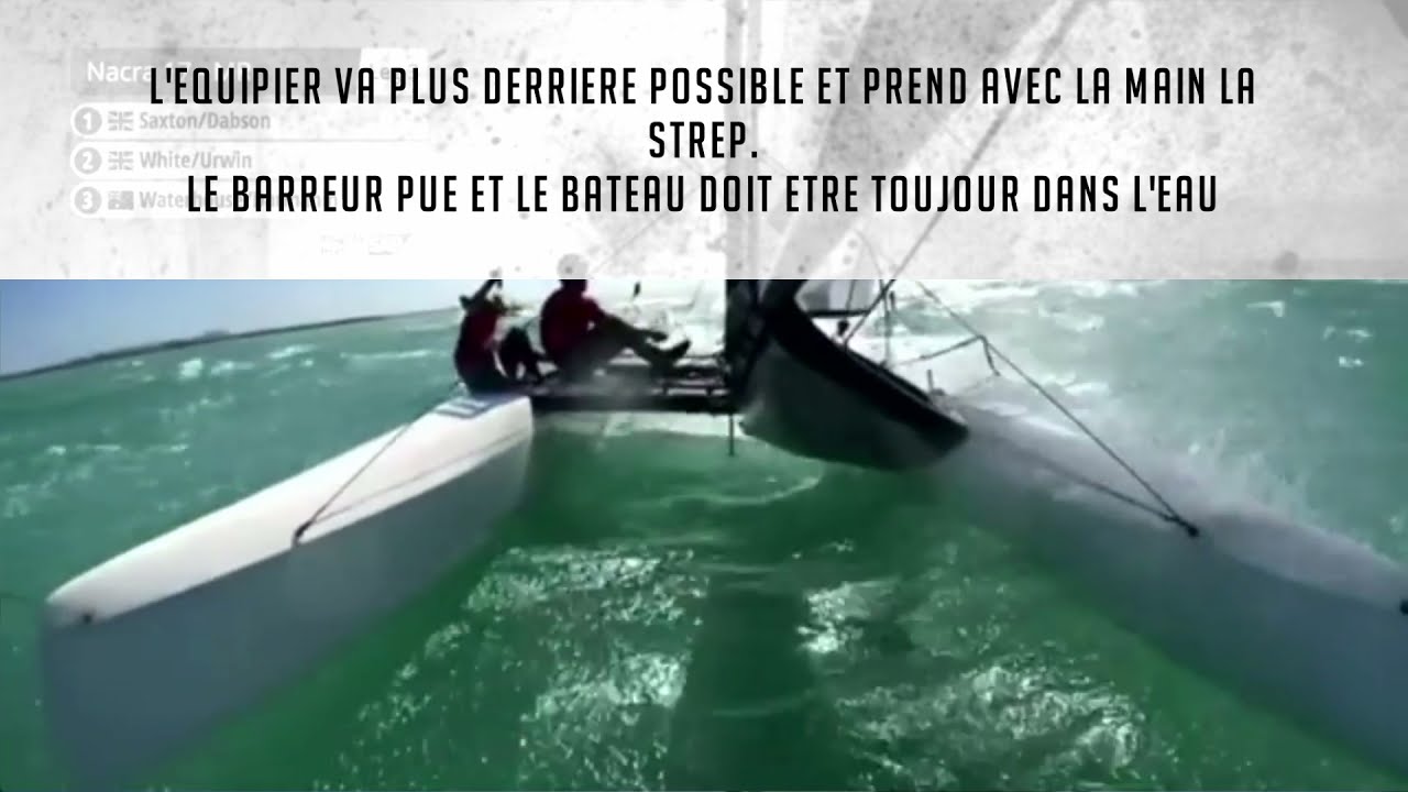 Nacra17 sailing issata con vento forte, Hiss&eacute; avec vent fort