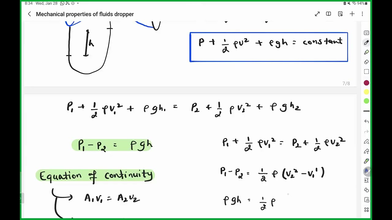 Bernoulli's Theoram, viscosity, surface Tension, Terminal velocity | DDC 