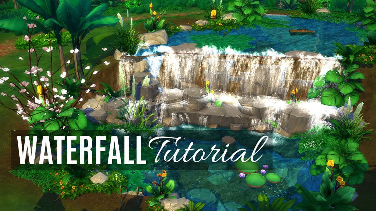 The Sims 4 How to Build | WATERFALL | natural pond & glowing flowers | TUTORIAL