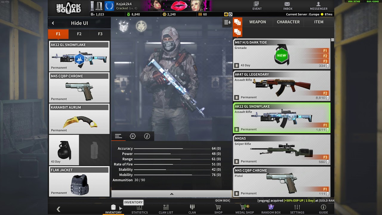 Black Squad (Inventory,Settings,Stats)
