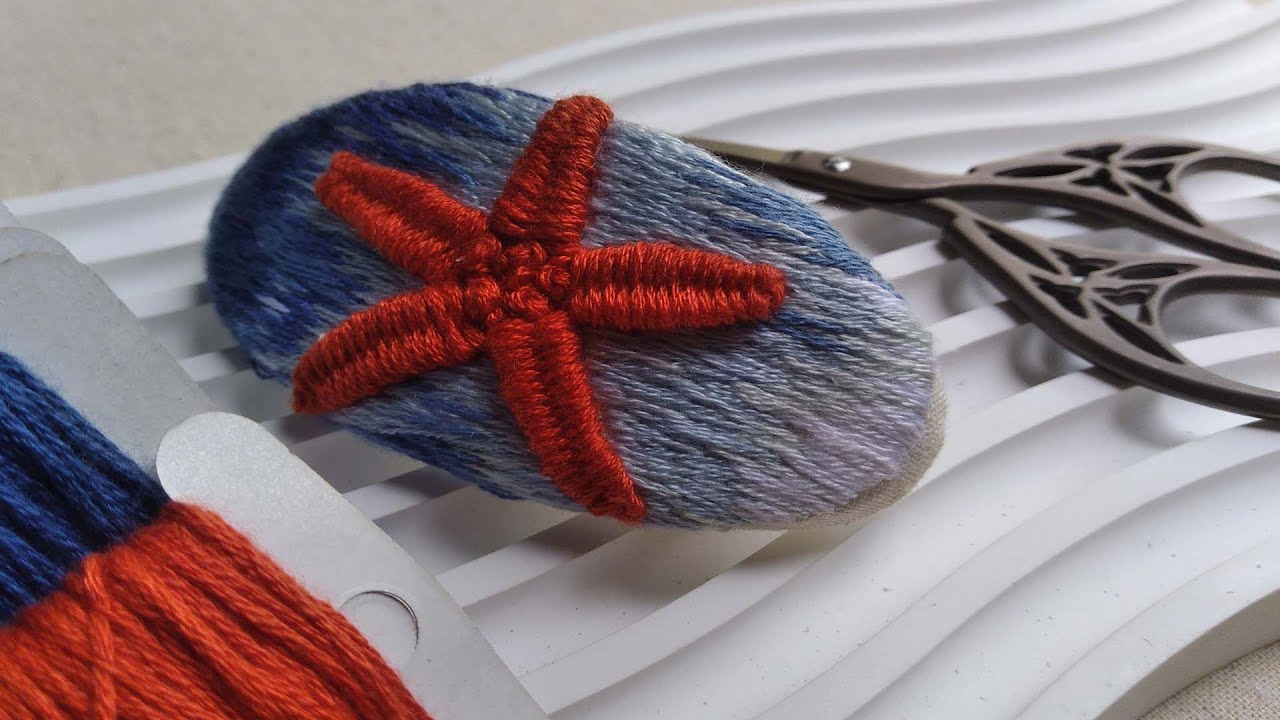 Starfish │Hand embroidery │Barrette DIY │Cách làm kẹp tóc thêu tay