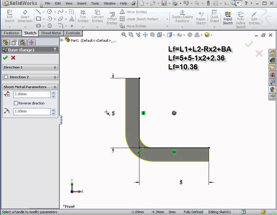 Solidworks Tutorial - Sheet Metal basic training - Applying K Factor